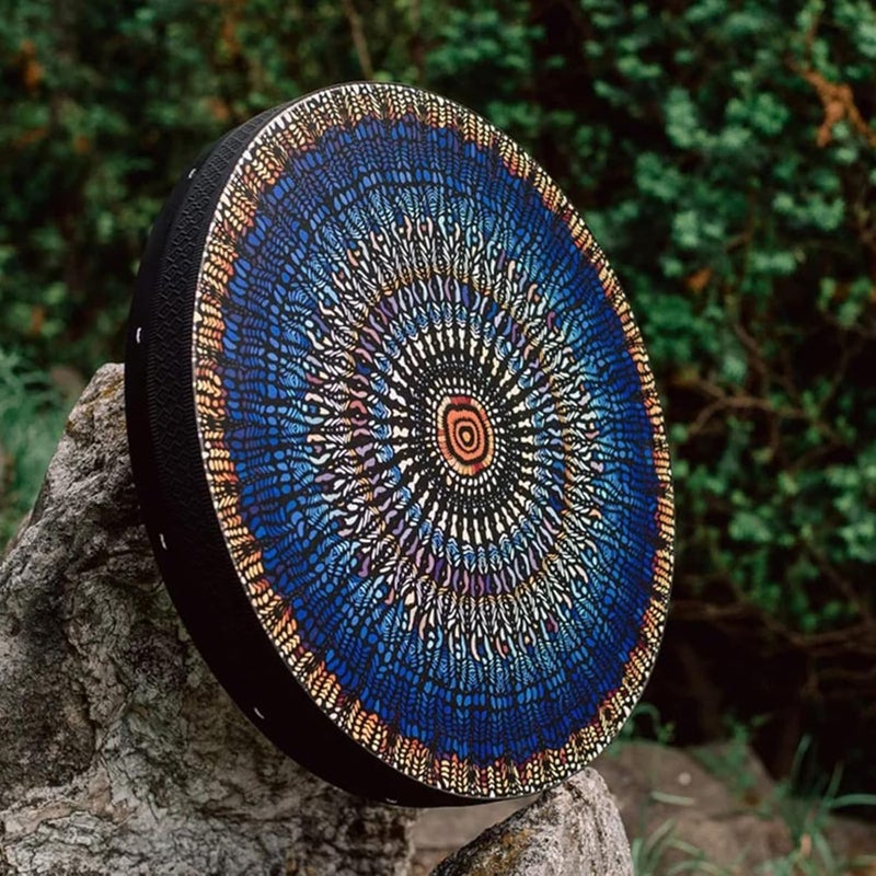 Firlar Shaman Drum, 10 Inch Hand Drum With Drum Stick, Alchemy Moon Drum For Spiritual Music, Reflection Meditation (Blue-A) - Image 2